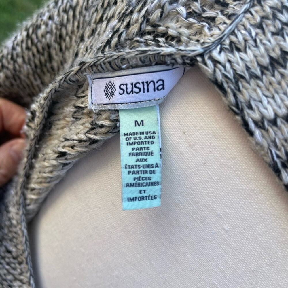 SUSINA Sweater Women's Medium Tan Black Gray Heathered Slouchy Keyhole Back - Picture 5 of 6